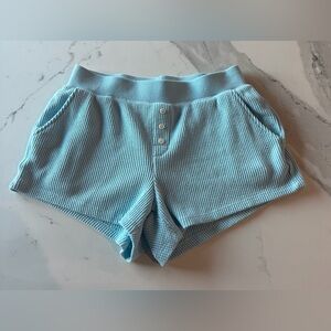 Auden Light Blue Waffle Knit Women's Lounge Shorts XS